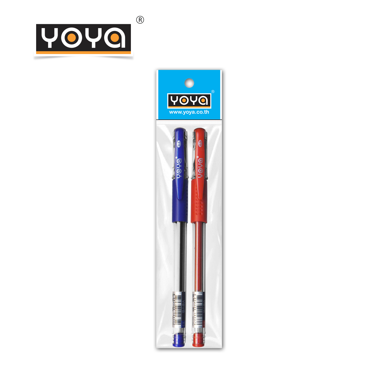 YOYA ปากกาเจล-หัวเข็ม 0.5 มม. แพ็ค 2 รุ่น 1811 / หมึกน้ำเงิน-แดง