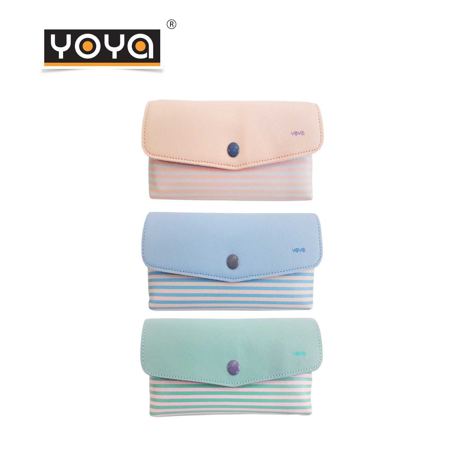 YOYA PU Leather Pencil Bag with Button : No. 7145