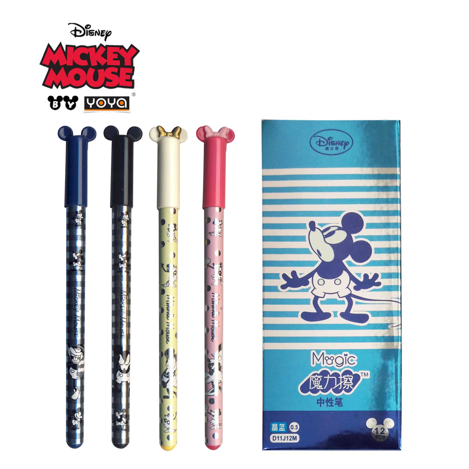 YOYA ปากกาเจลลบได้ 0.5 มม แพ็ค 12 : Mickey&Friends รุ่น D11J12M / หมึกน้ำเงิน