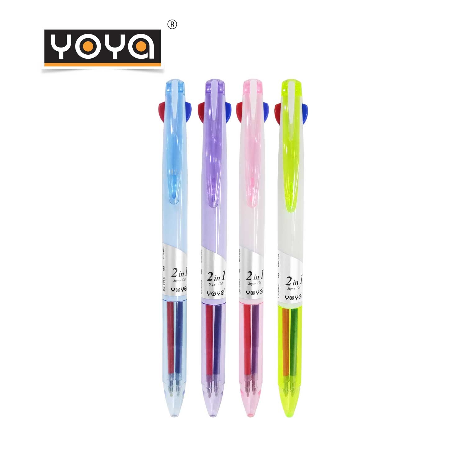 YOYA 2 Colors Gel pen 0.5 mm. Pack 1 : DS-606G / Blue-Red Ink