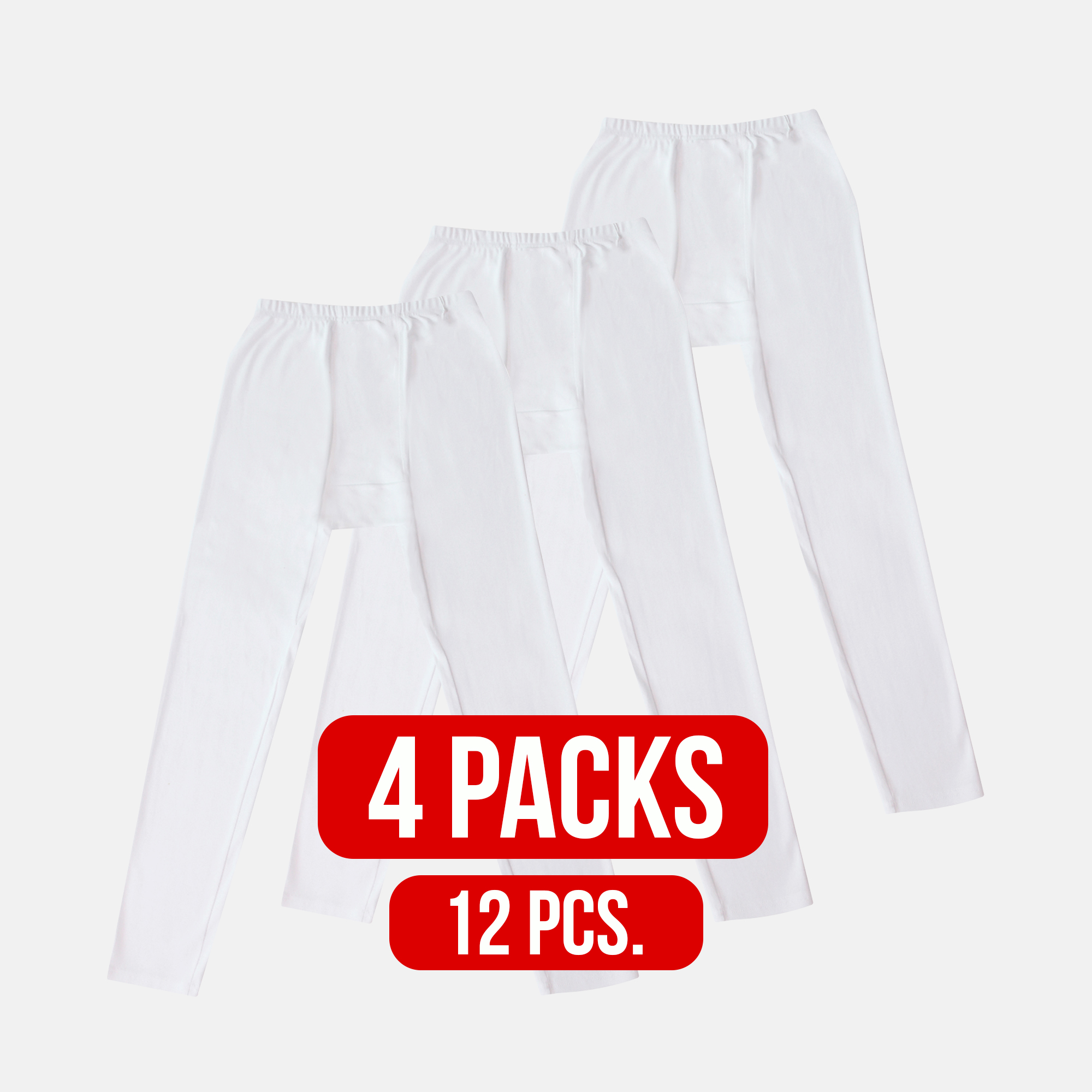 กางเกงลองจอน ผู้ชาย สีขาว แพ็ค 12 ชิ้น