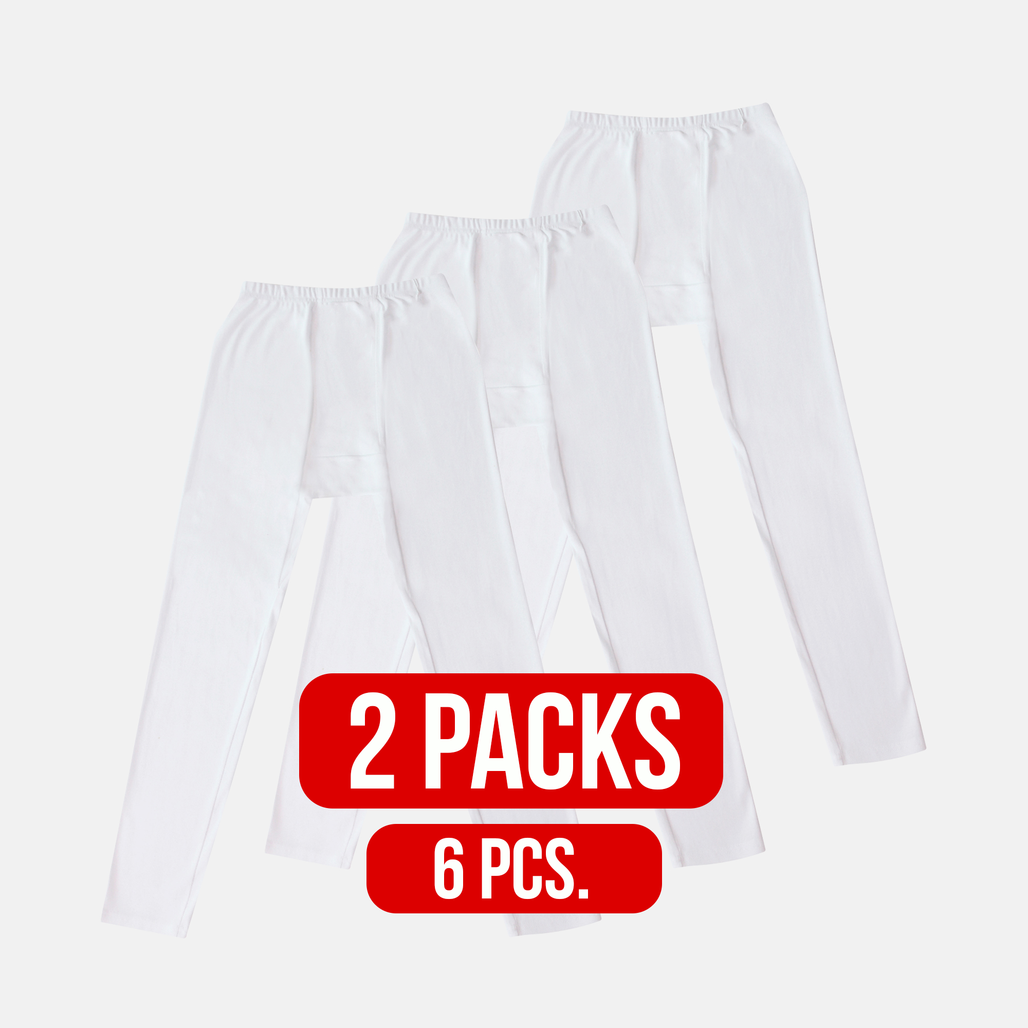 กางเกงลองจอน ผู้ชาย สีขาว แพ็ค 6 ชิ้น