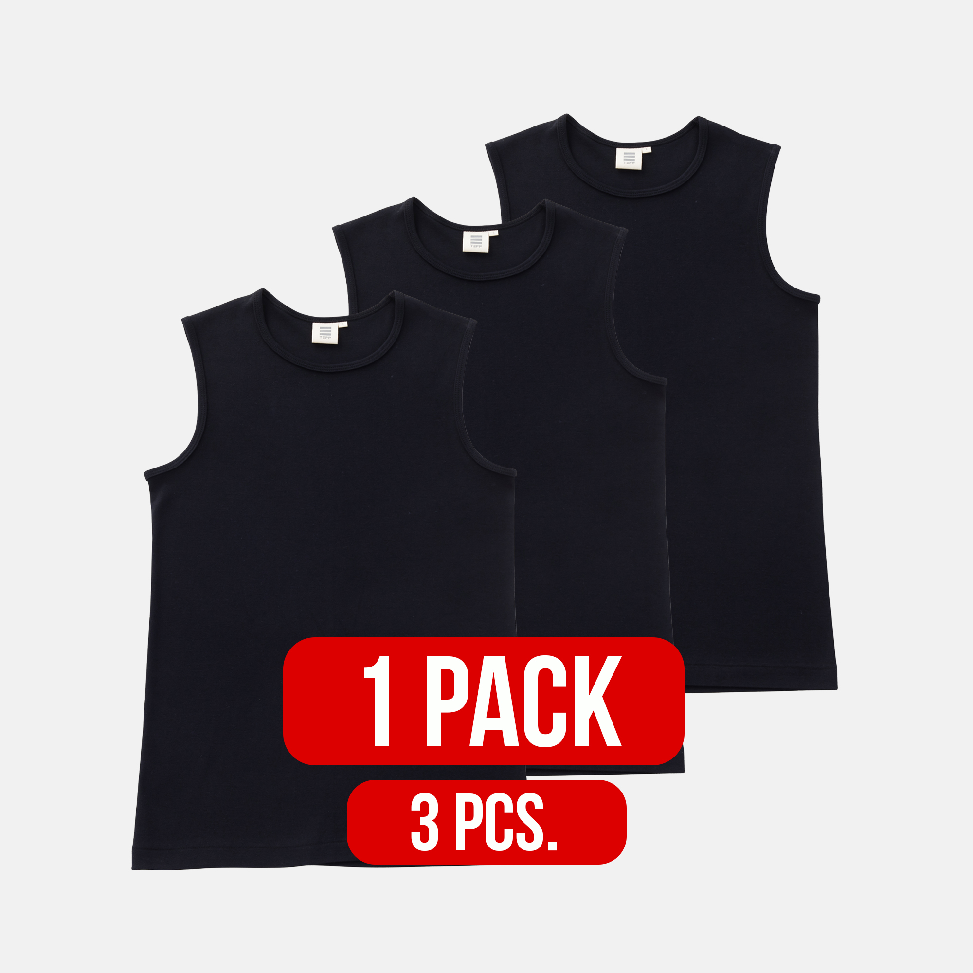 Round neck sleeveless shirt BLACK (1Pack)(3PCS.)