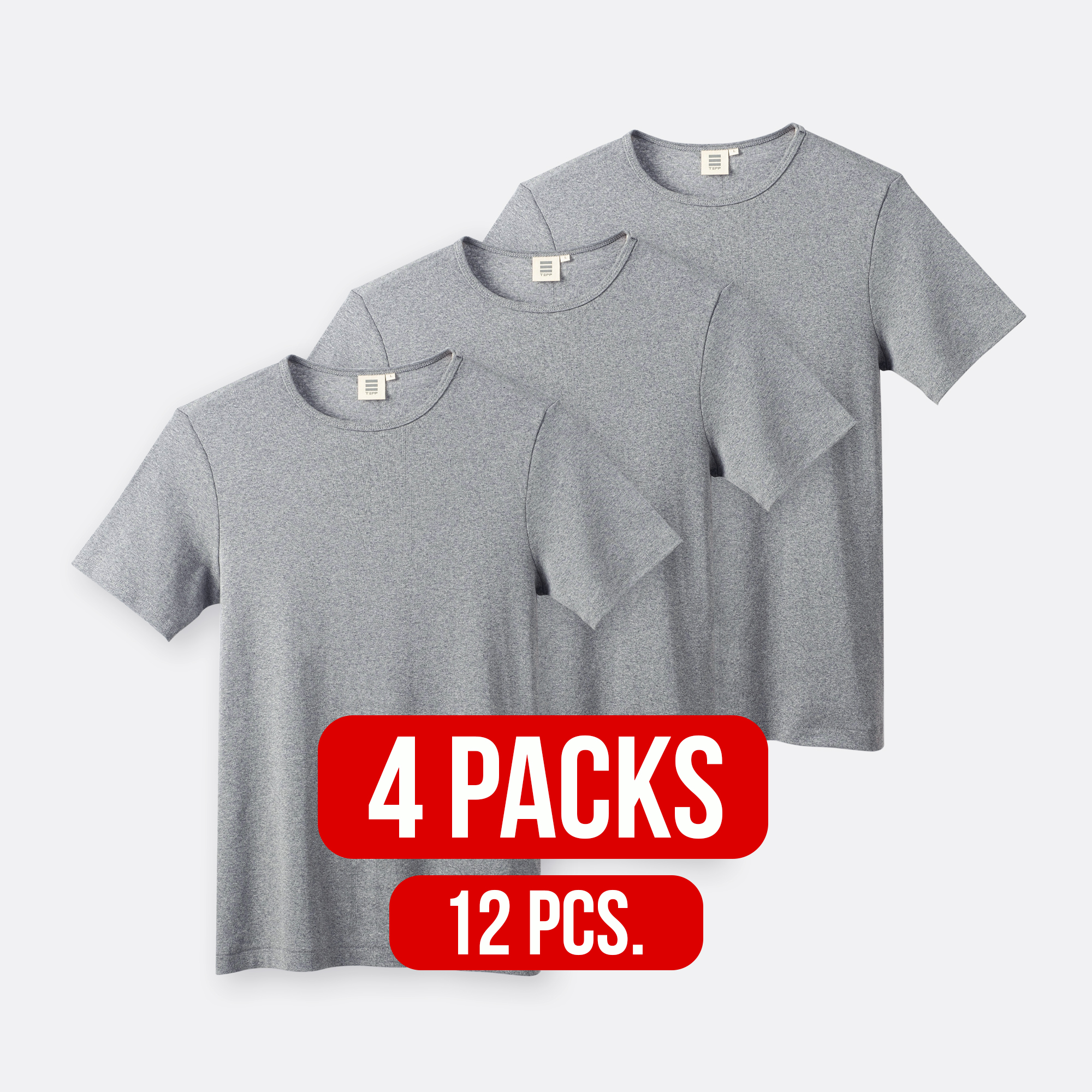Short sleeve round neck t-shirt GREY (4Packs)(12 PCS.)