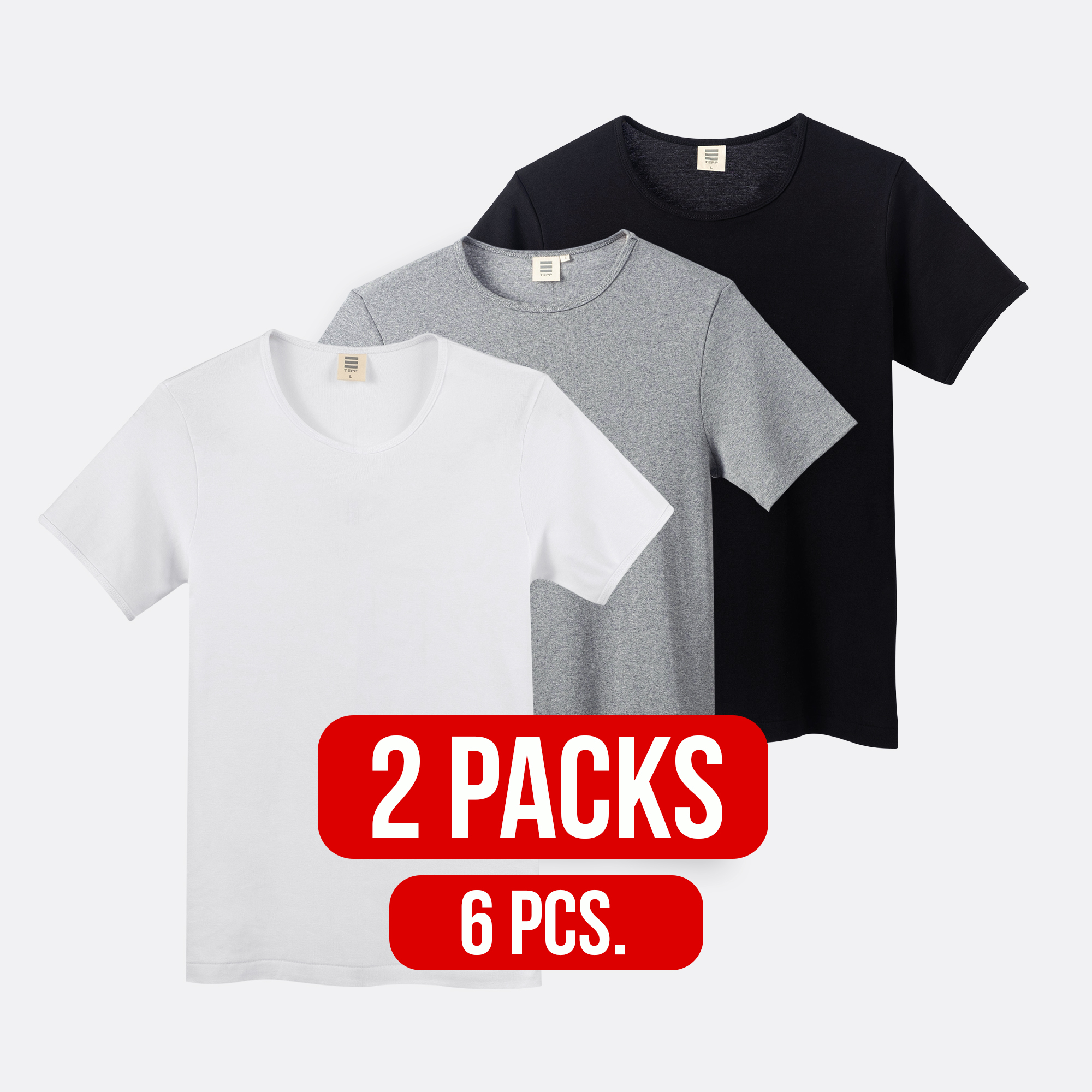 Short sleeve round neck t-shirt MIX (2Packs)(6PCS.)