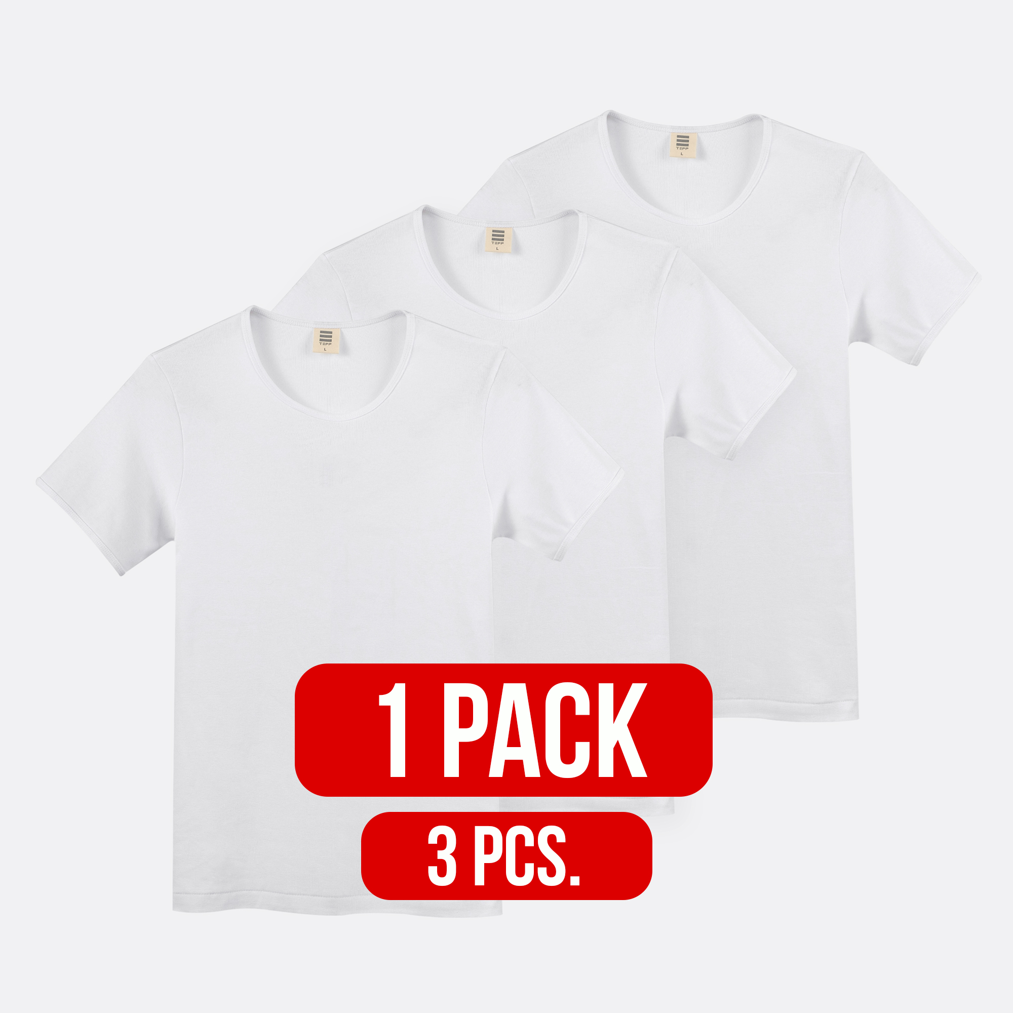 Short sleeve round neck t-shirt WHITE (1Pack)(3PCS.)
