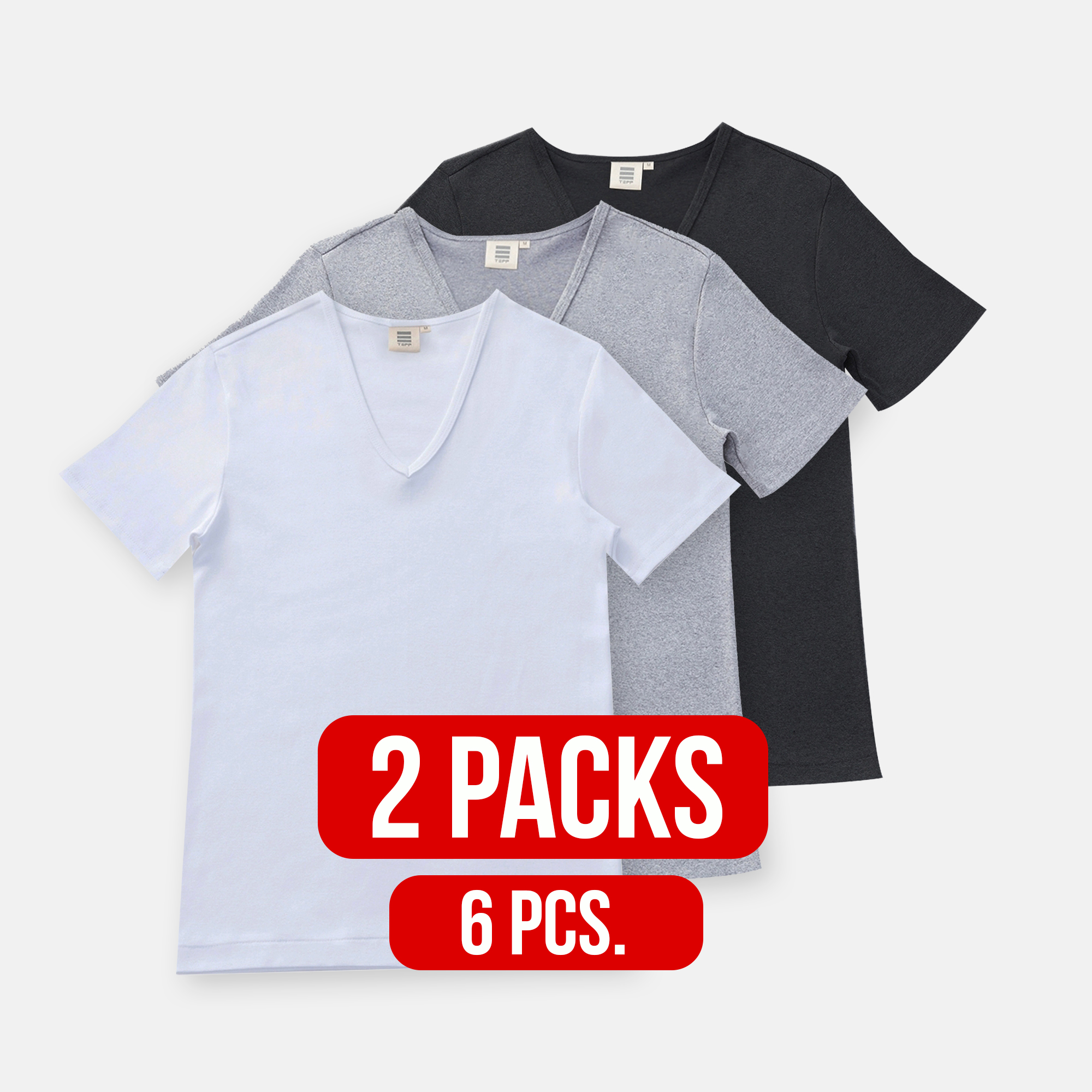 V-neck T-shirt MIX (2Packs)(6PCS.)