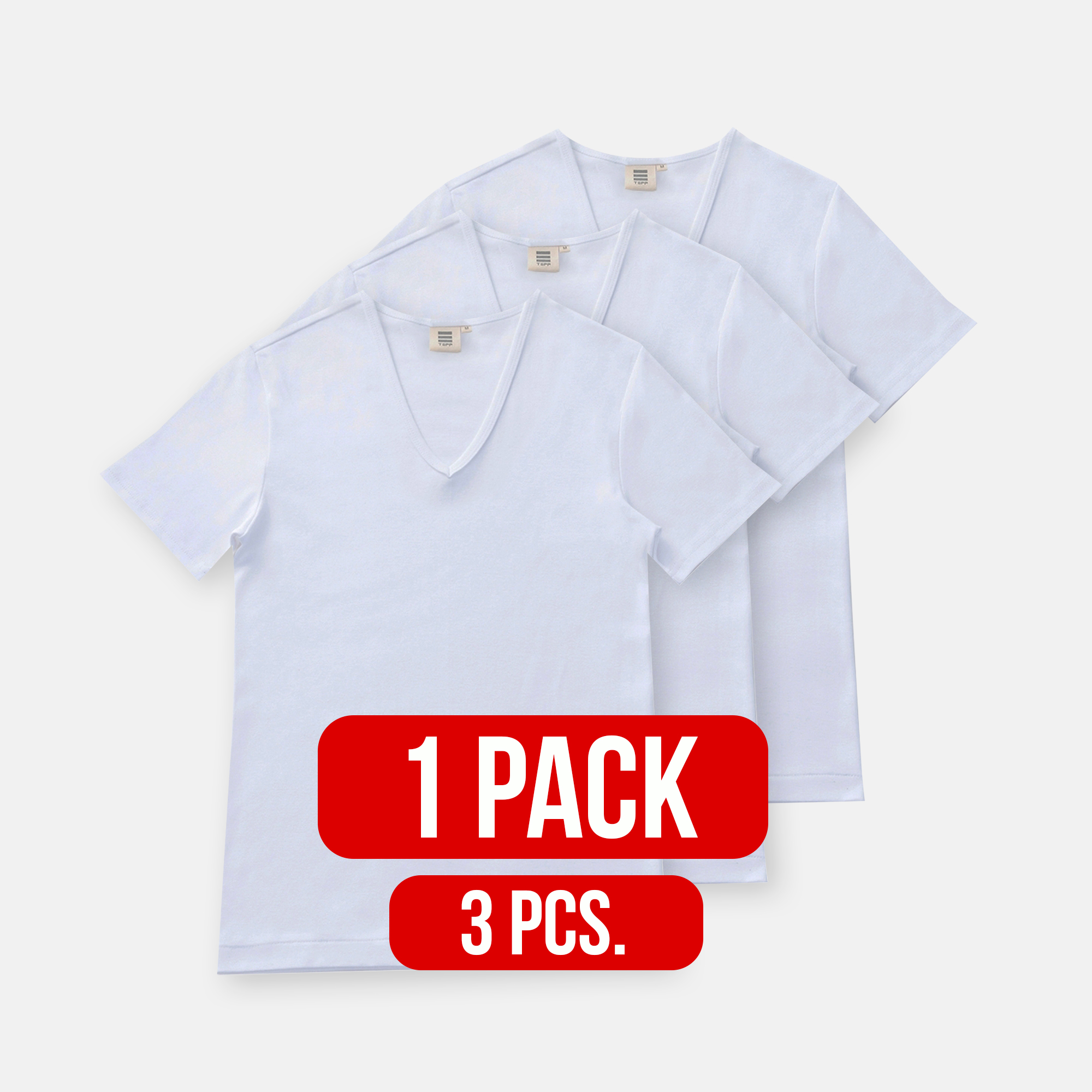 V-neck T-shirt WHITE (1Pack)(3PCS.)