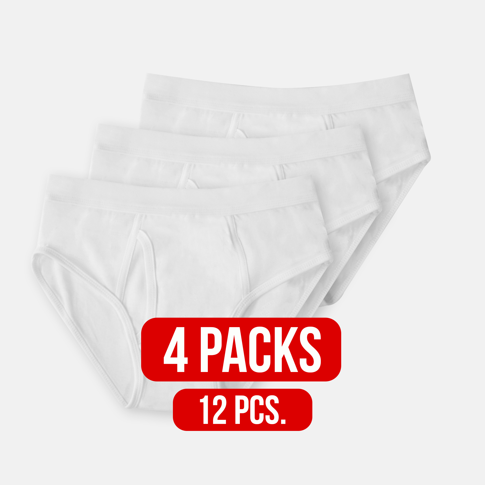 Men's Brief Slit Style WHITE (4Packs)(12 PCS.)