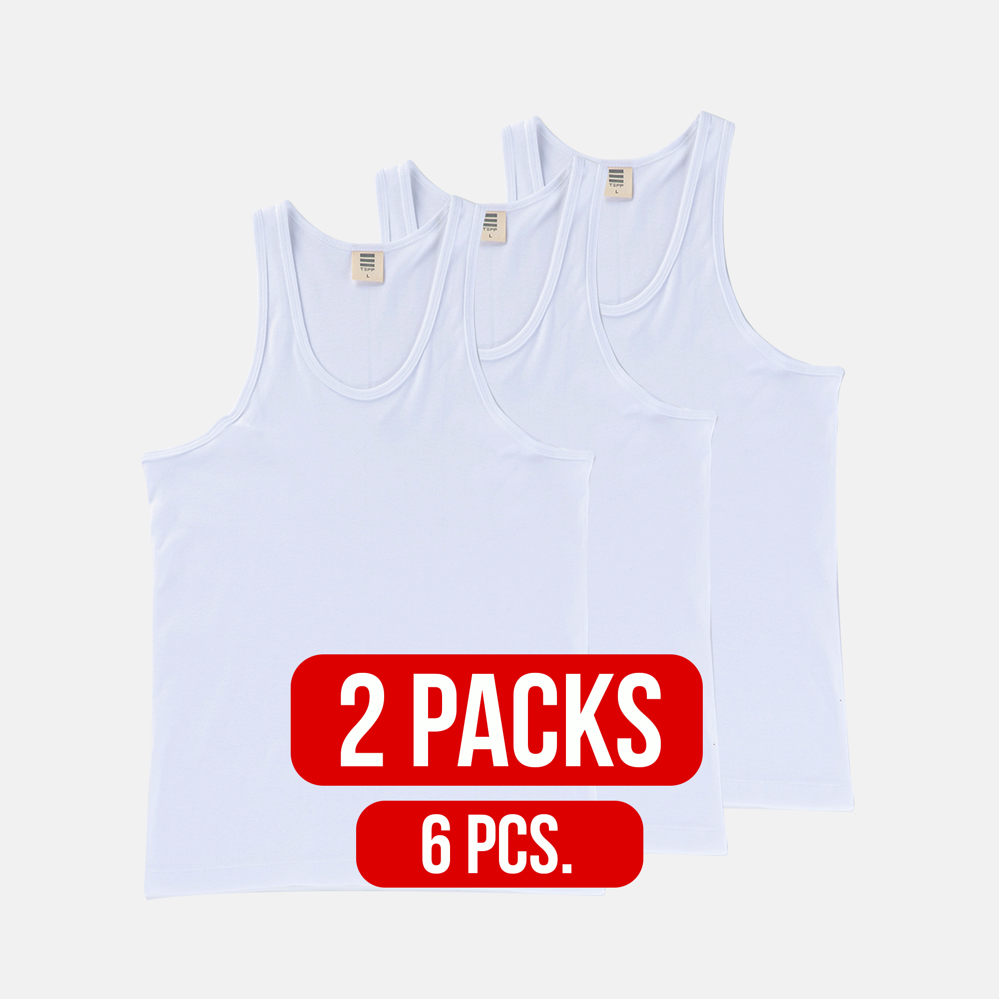 Male undershirt WHITE (2Packs)(6PCS.)