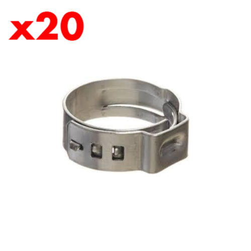 Bag of 20 x Stainless Stepless Clamps(suit 16-18mm OD) 18.5mm