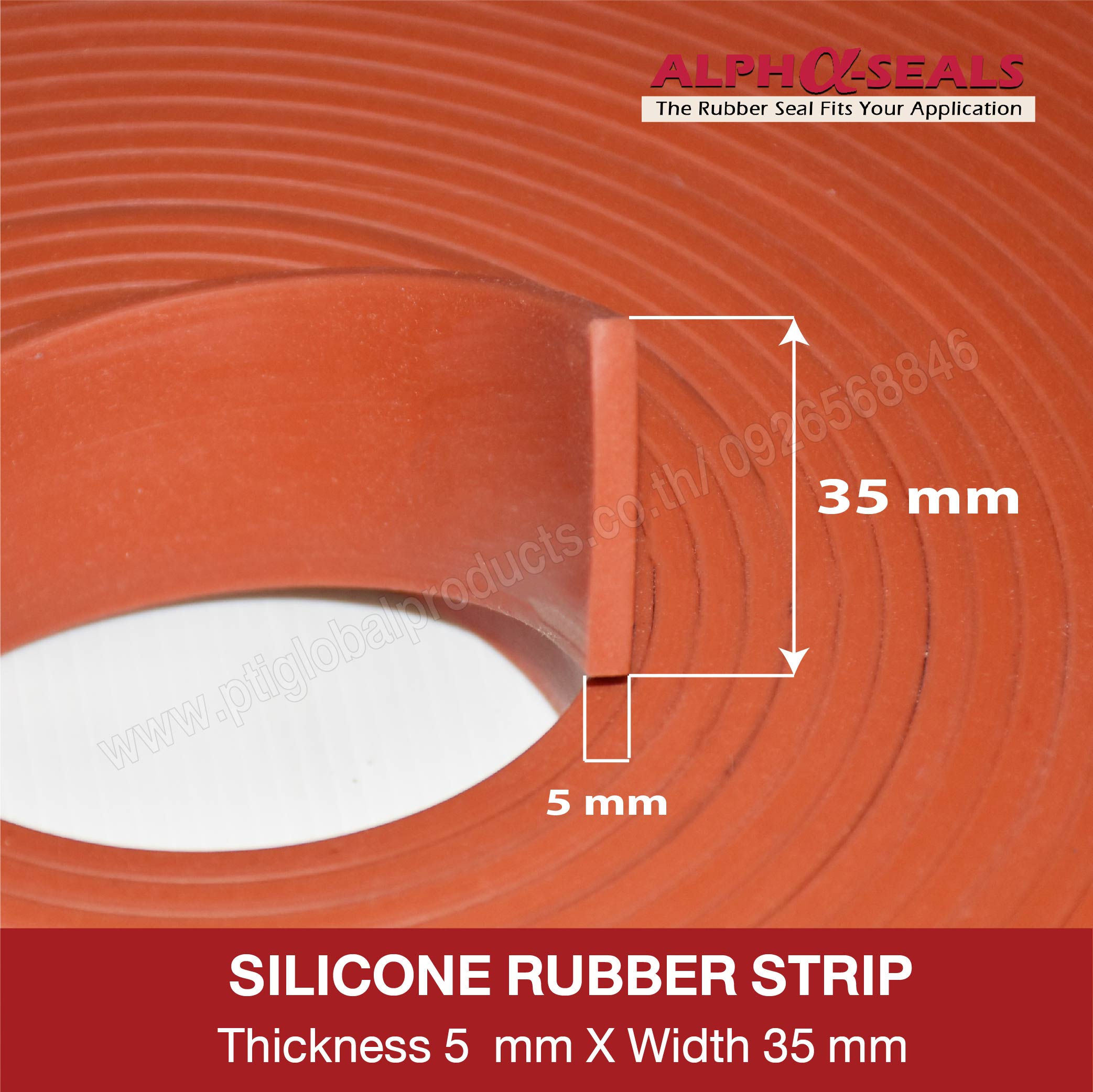 Square rubber seal 5x35 mm.