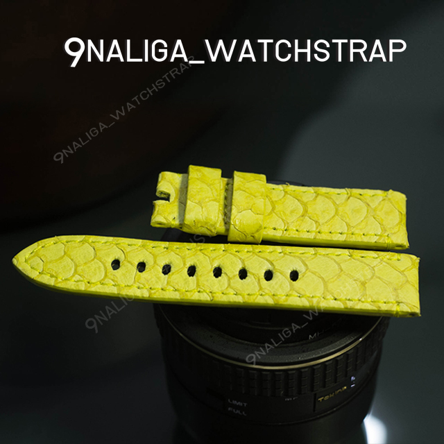 Tilapia Watch strap. Yellow colour 22/20mm 120/75 mm สายนาฬิกาหนังปลานิล สวยสะดุดตา จากแบรนด์ ZIRDIVA