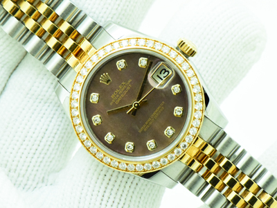 Rolex Datejust Steel & Pink Gold หน้าปัด Black Pearl (South Sea) with Diamond สาย Jubilee ตัน โฉมใหม่ ขนาด Boy size Full Box & Paper