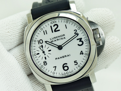 Panerai Pam 113 Steel หน้าปัดสีขาว อาราบิก สายยาง Size 44mm (นาฬิกามือสอง,นาฬิกาPaneraiมือสอง)