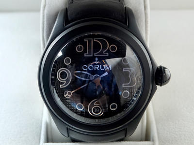 Corum Bubble DLC Limited 350 เรือน รมดำ หน้าดำ  สายหนัง สภาพสวย น่าเก็บมากๆครับ Size Man (นาฬิกามือสอง,นาฬิกาCorumมือสอง)