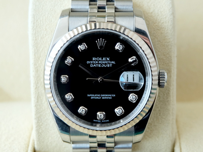 Rolex Datejust Steel หน้าดำ เพชรใน สายตันจูริรี่รุ้นใหม่ สภาพสวย Size Man 36mm (นาฬิกามือสอง,นาฬิกาRolexมือสอง)
