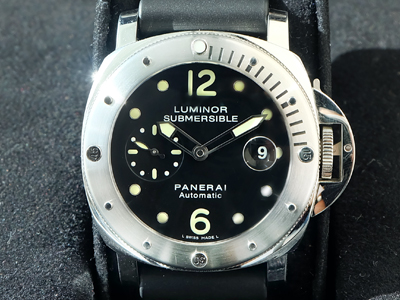 Panerai Submersible (Pam 24 ) หน้าดำ เรือนSteel สายยาง หายาก (นาฬิกามือสอง,นาฬิกาpamมือสอง)