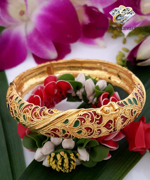 กำไลทองฉลุลายลงยา งานปราณีตสวยมากคะ หนัก - Erawanjewelry