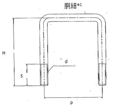 Square U-Bolt drawing　square U-Bolt application コの字ボルト 図面
