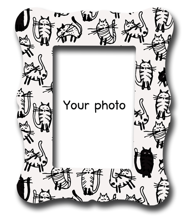 กรอบรูปพิมพ์ สั่งทำ White&black cat pattern frame
