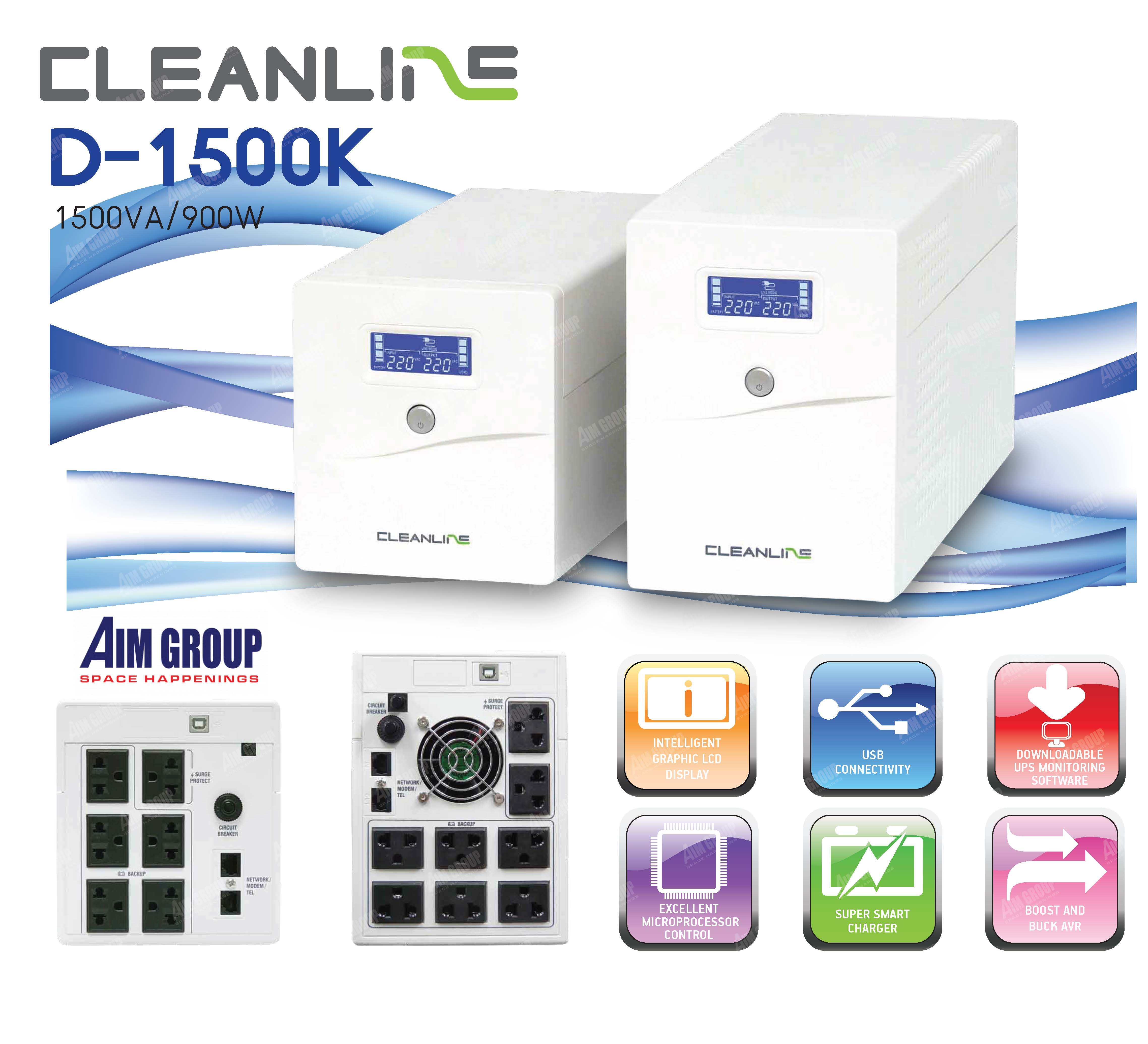 UPS CLEANLINE D-1500K 1500VA / 900W Line Interactive