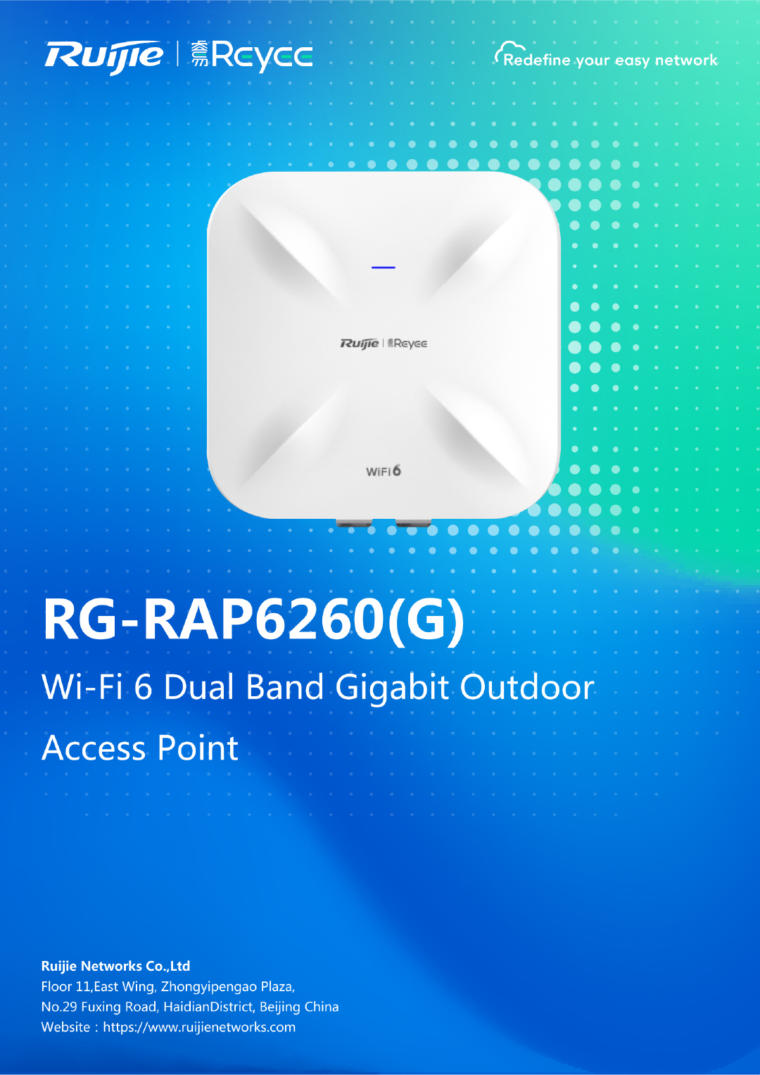 Rg Rap6260g Ax1800 Wi Fi 6 Dual Band Gigabit Outdoor Access Point