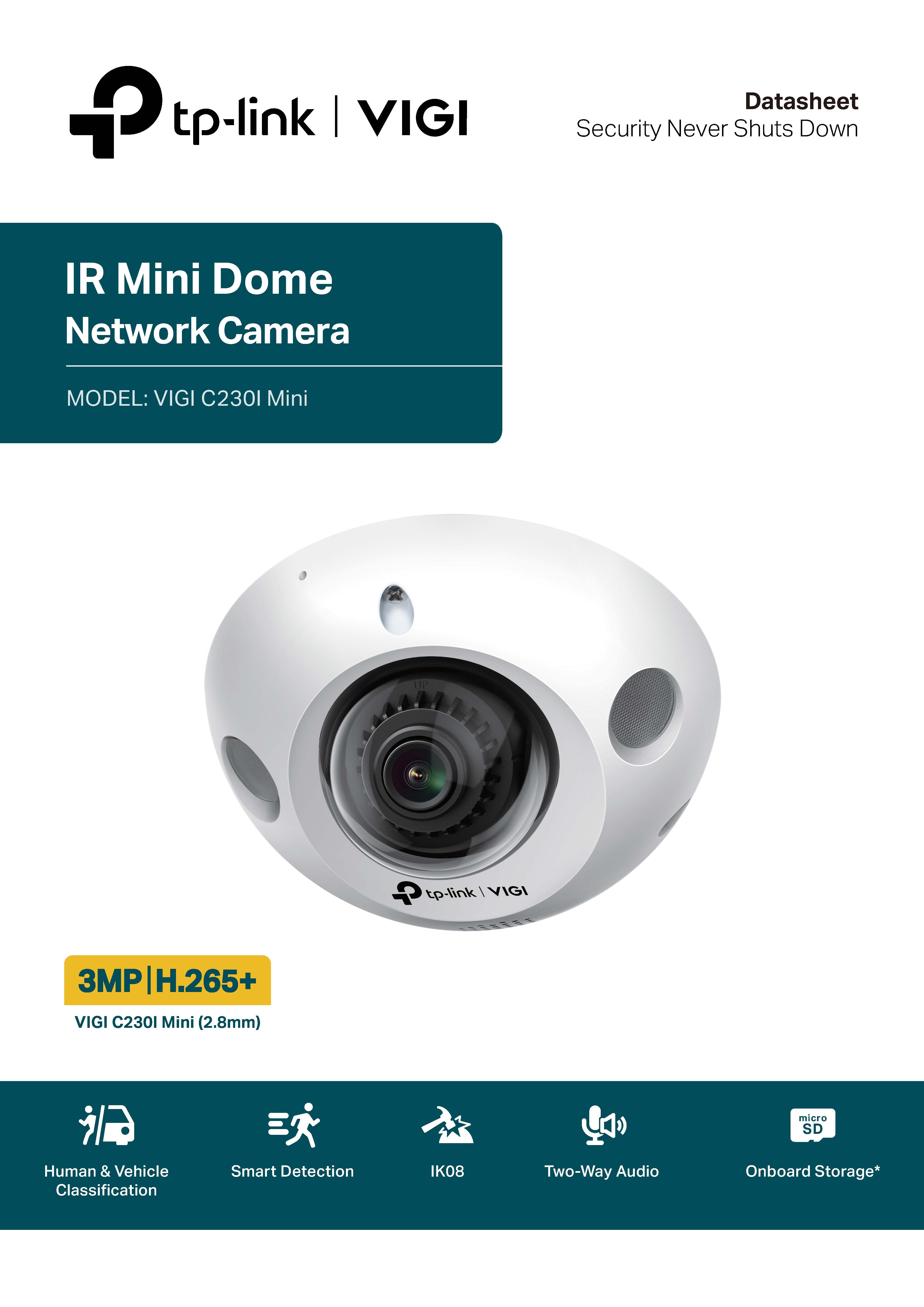 3MP IR Mini Dome Network Camera TP-Link VIGI C230I Mini - aimgroup