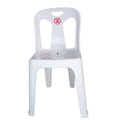 เก้าอี้พลาสติกมีพนักพิง สีขาว No.7002