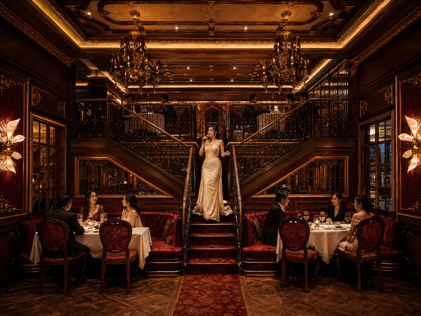ภาพบันได Grand staircase and mezzanine inside Lafayettes restaurant