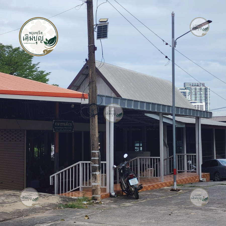 บรรยากาศงานศพที่วัดจอมศรี ขอนแก่น ภายในศาลาโปร่งโล่ง สะดวกสบาย