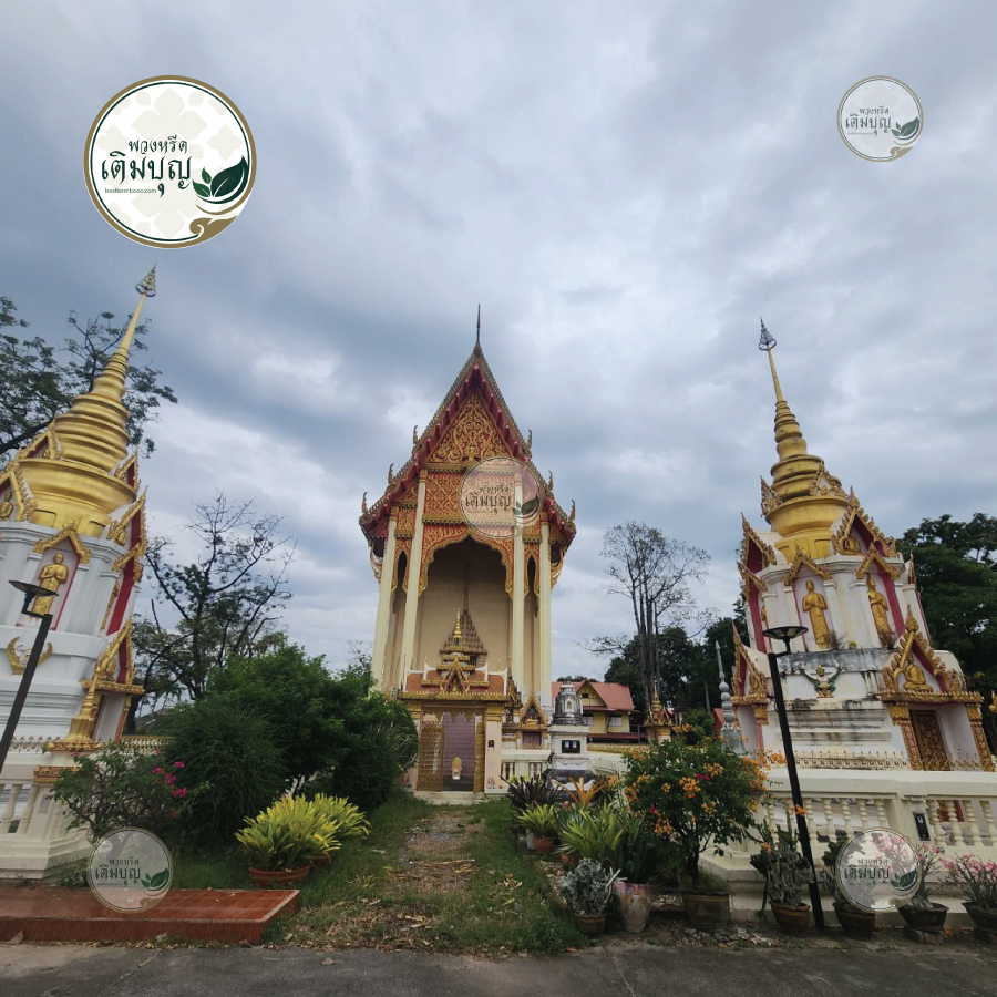 เจดีย์สีทอง 3 องค์ เรียงรายสวยงาม ภายในวัดตราชูวนาราม ขอนแก่น