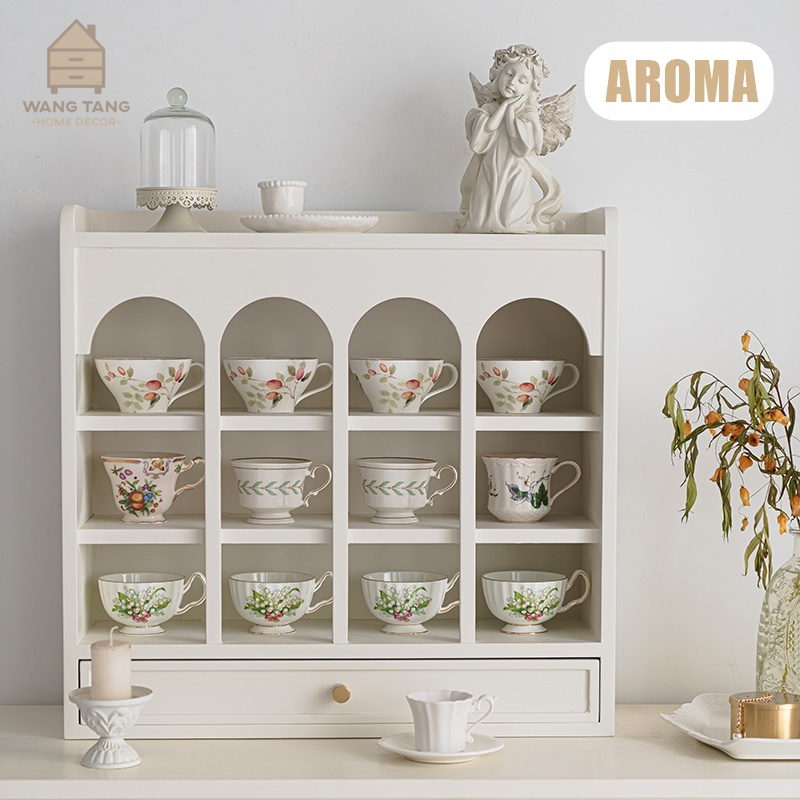 ตู้วางแก้วกาแฟ , ชั้นวางแก้วกาแฟ 12 แก้ว Style Modern Nordic รุ่น AROMA