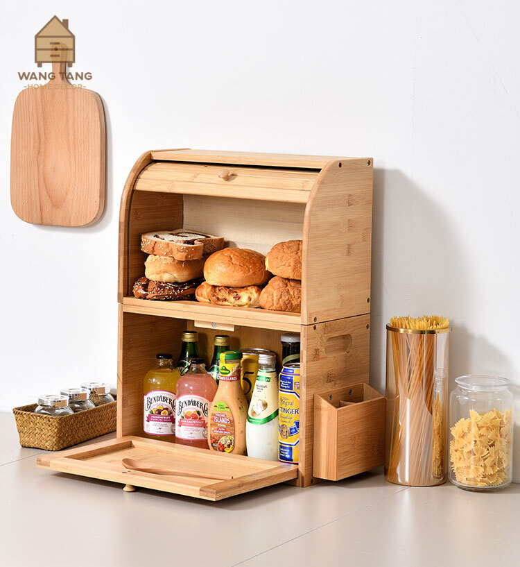 ตู้ไม้ใส่ เบเกอรี่,ขนมปัง,สแน็ค,และเครื่องปรุงในห้องครัว รุ่น Bamboo 2 Stack Cupboard