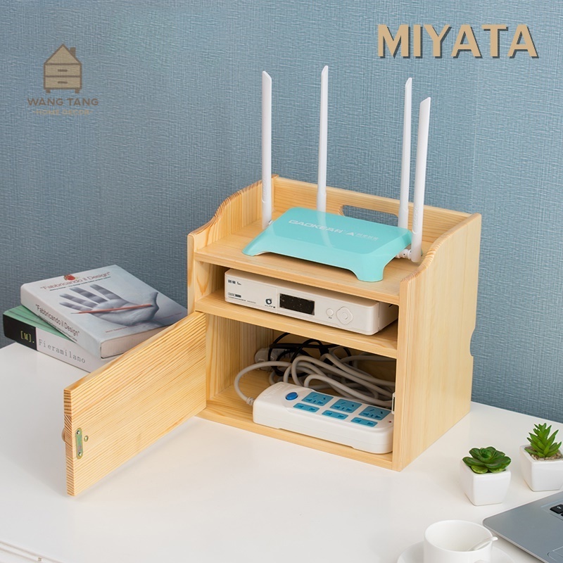 ตู้ลิ้นชักไม้จัดโต๊ะทำงาน ใส่รางปลั๊กไฟ , วางเร้าเตอร์ Router-WIFI รุ่น MIYATA