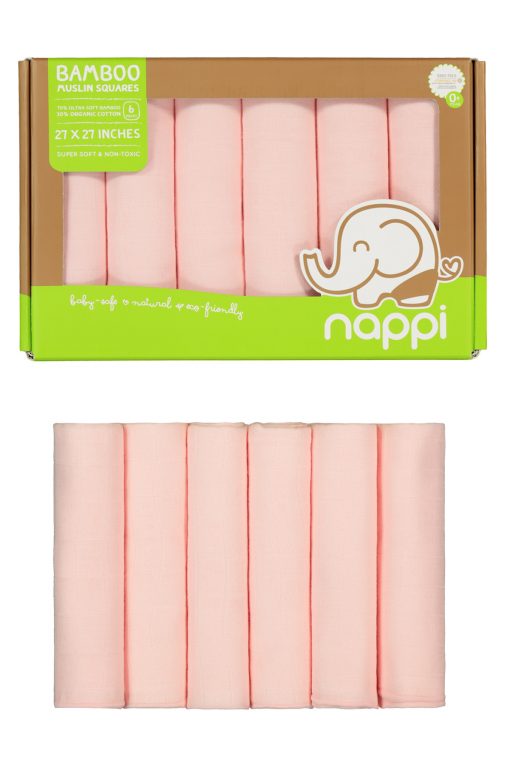 Nappi Baby - Bamboo Baby Muslin Pink ( 6 pcs. )