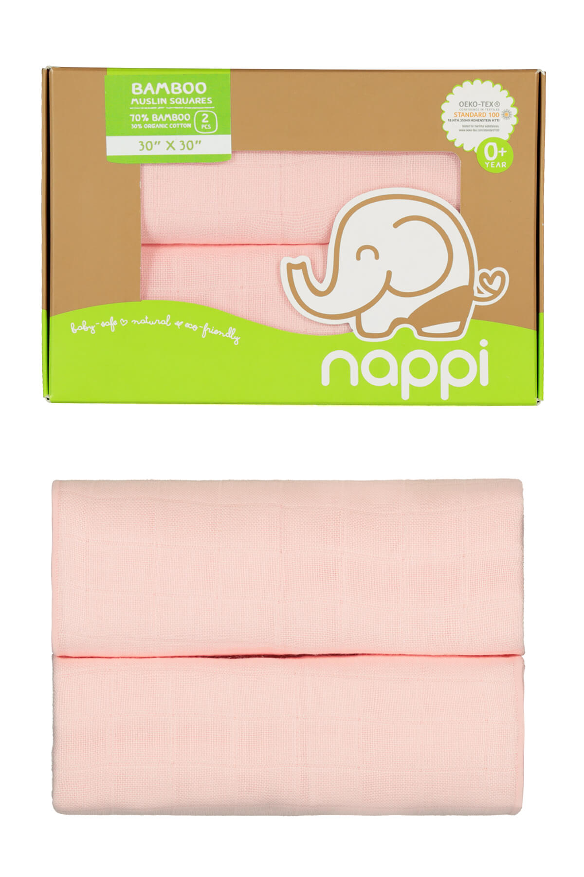 Nappi Baby - Bamboo Baby Muslin Pink ( 2 pcs. )
