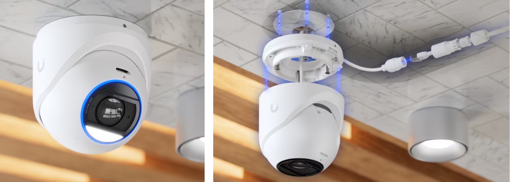 UniFi G6 Pro Turret สีขาว กล้อง AI 4K สำหรับติดตั้งภายในและภายนอกอาคาร