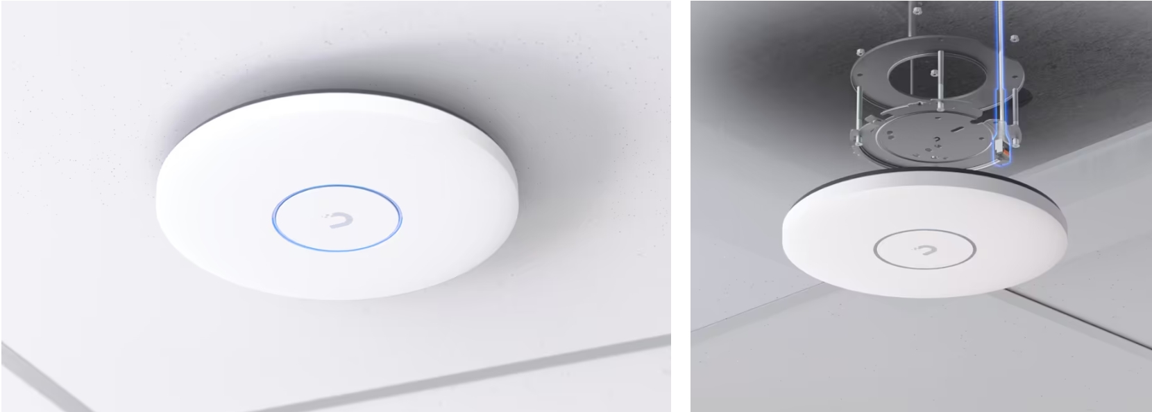 Ubiquiti UniFi U7 Pro XGS สีขาว ติดตั้งบนเพดานสำหรับกระจายสัญญาณ WiFi ภายในอาคาร