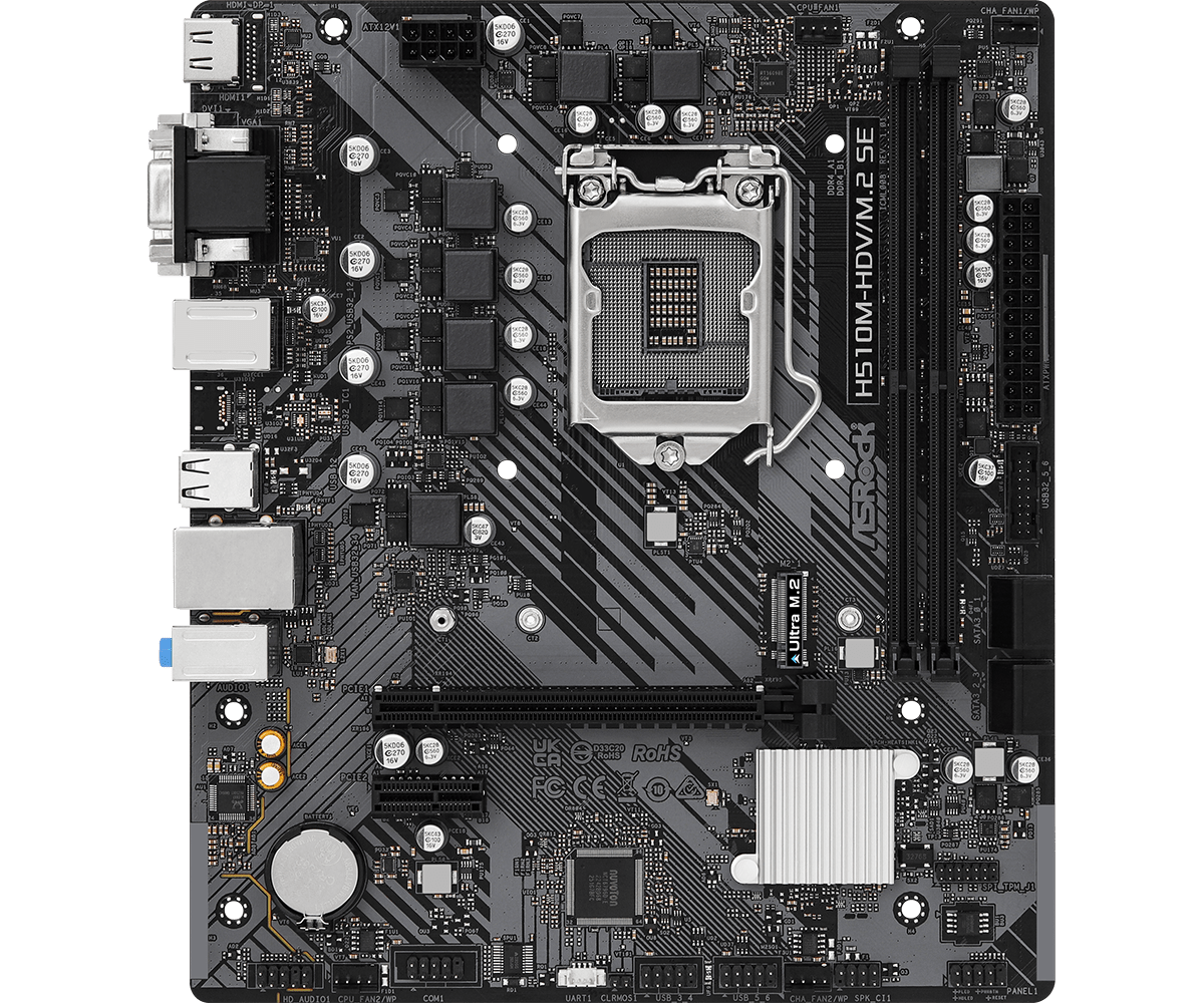 ASROCK　H510M-HDV-M.2 LGA1200 Used - Very Good: ASRock H510M-HDV/M.2 LGA 1200 Micro ATX