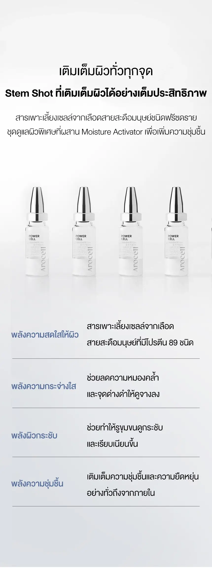 AROCELL Stem Shot Energy แอมพูลดูแลผิวพร้อม Human Umbilical Cord Blood Cell Culture Medium