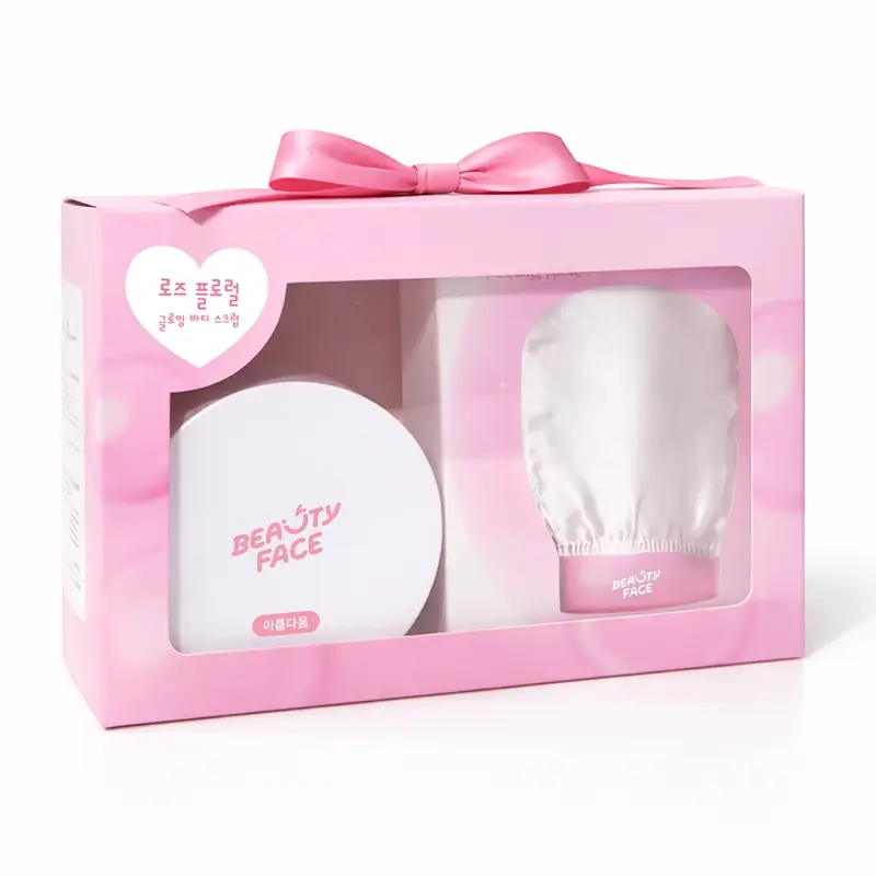 Rose Floral Glowing Body Scrub พร้อมกับ Magic Peeling Glove ถุงมือขัดผิว