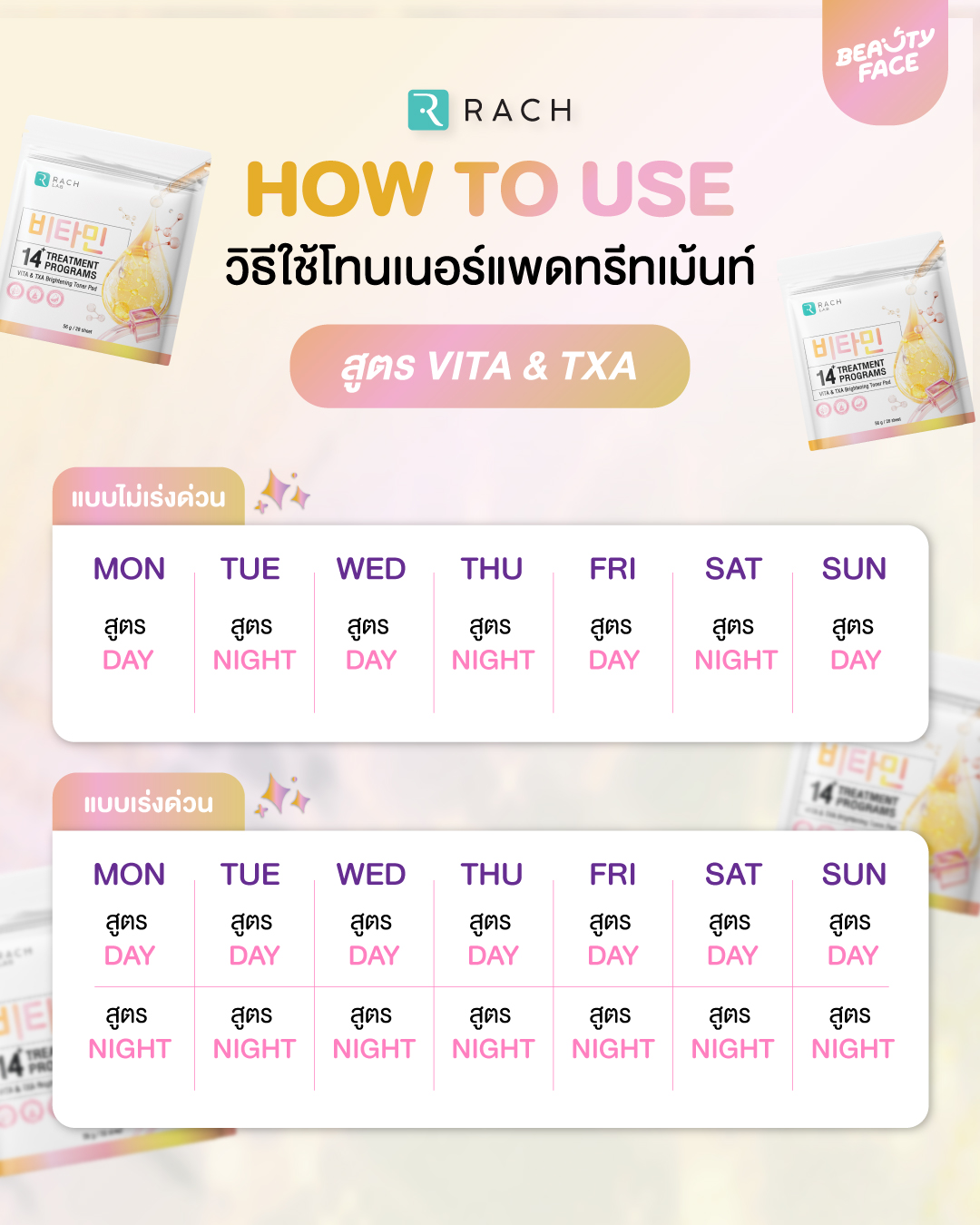 วิธีใช้ RACH Toner Pad VITA & Brightening
