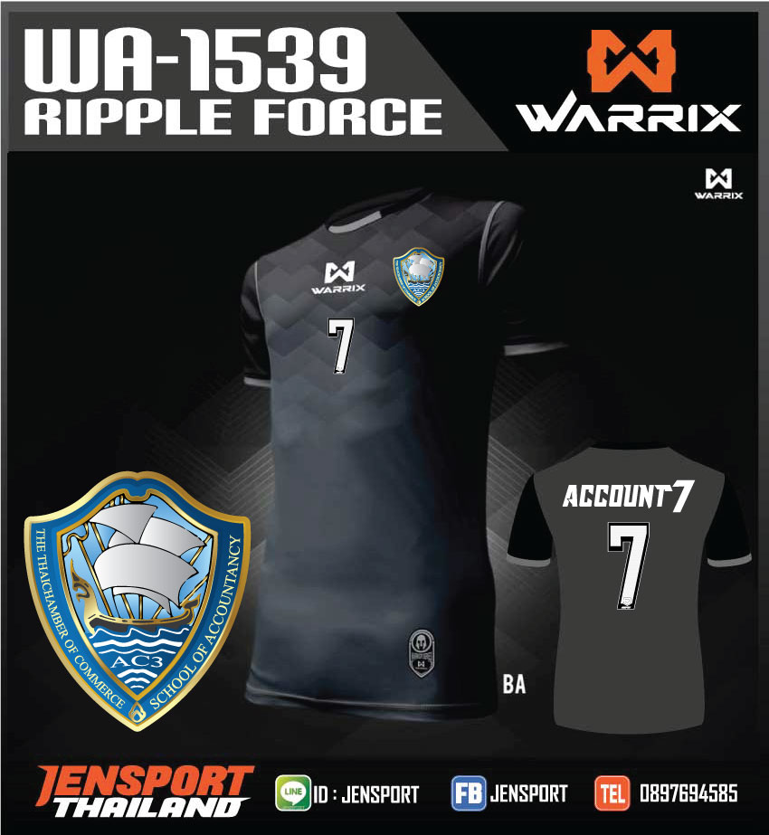 เสื้อ WARRIX WA-1539 สีดำ RIPPLE FORCE โลโก บัญชี หอการค้า