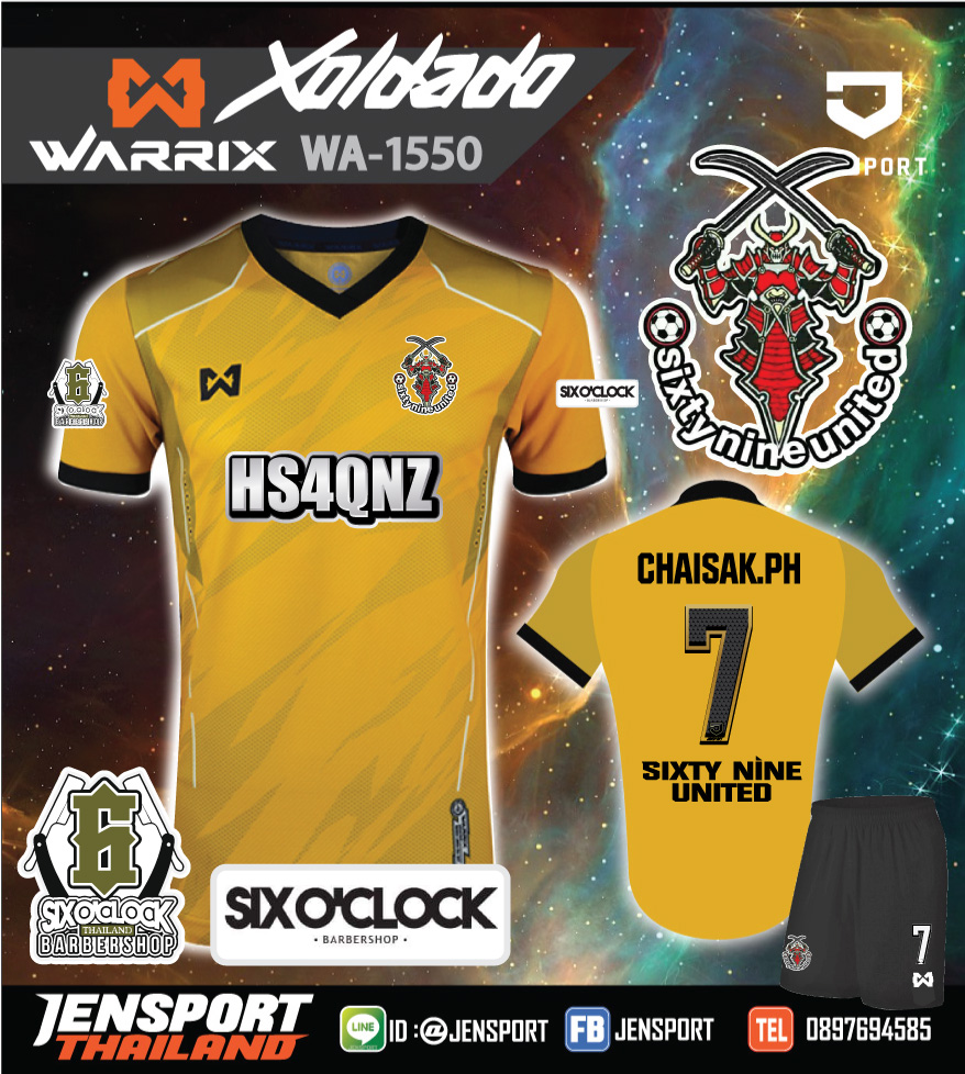 เสื้อ Warrix WA 1550 Xoldado ทีม Sixty nine HS4QNZ สีเหลือง