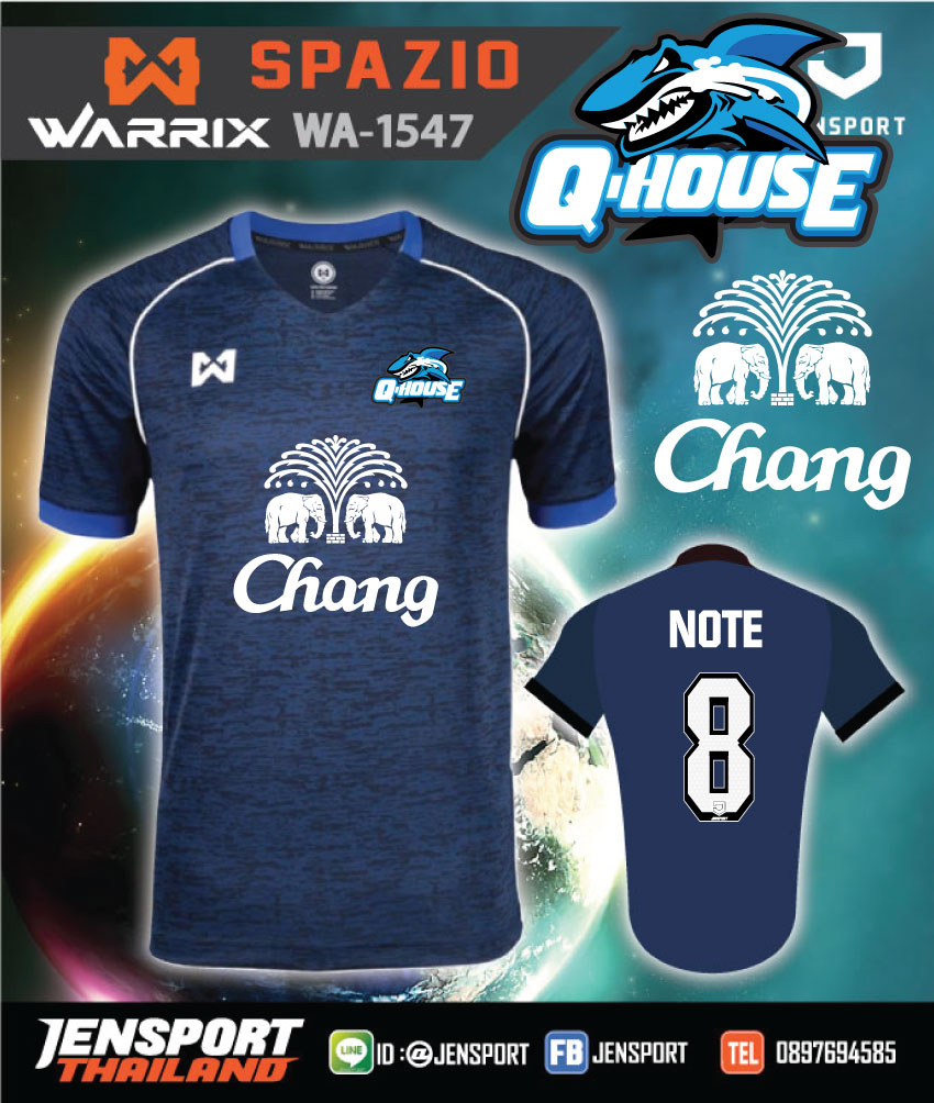เสื้อฟุตบอล WARRIX WA-1547 สีกรมท่า ทีม Q-house-sathorn 2017