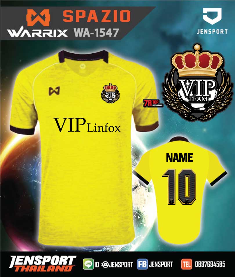 เสื้อฟุตบอล Warrix WA1547 สีเหลือง ทีม transport team VIP