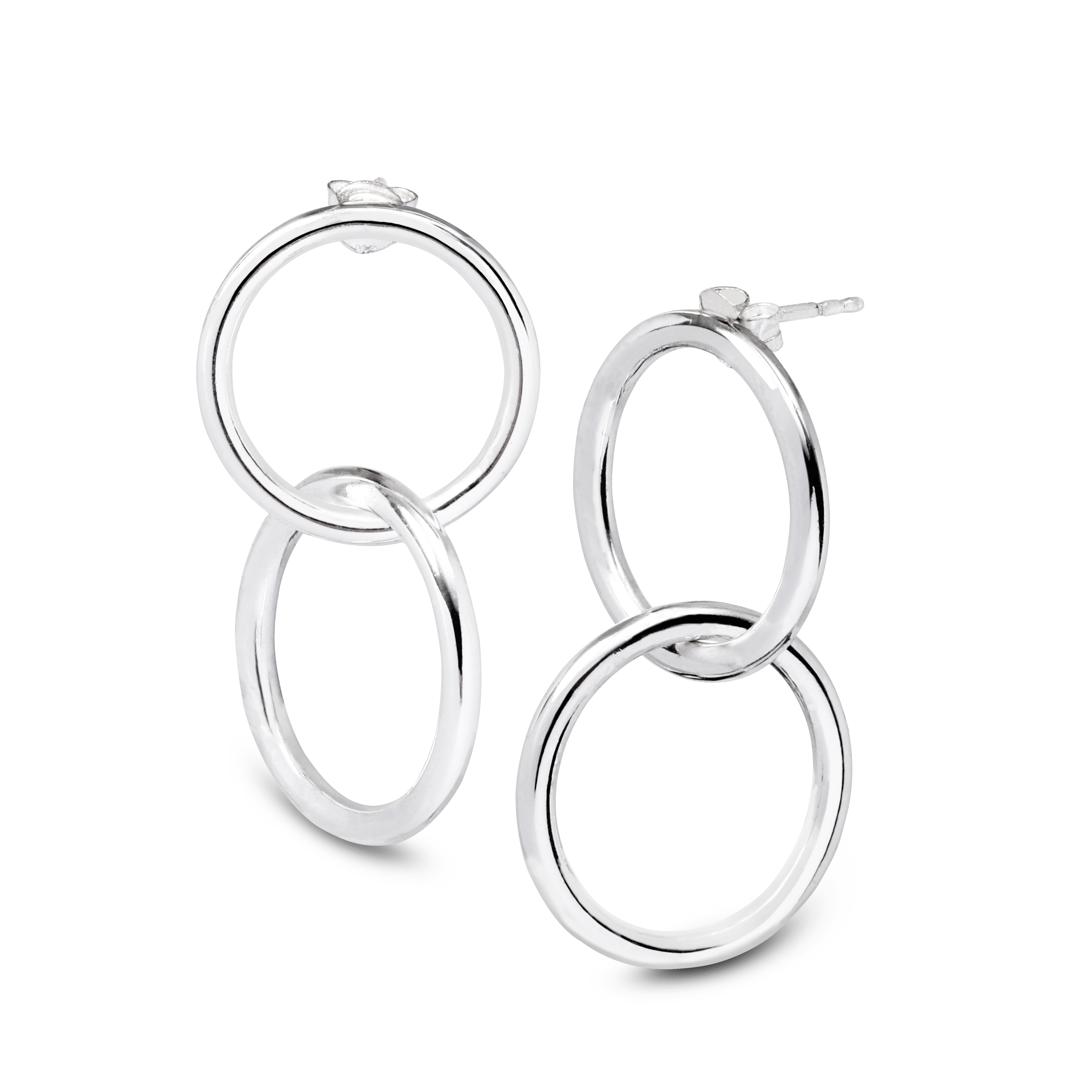 silver double earrings