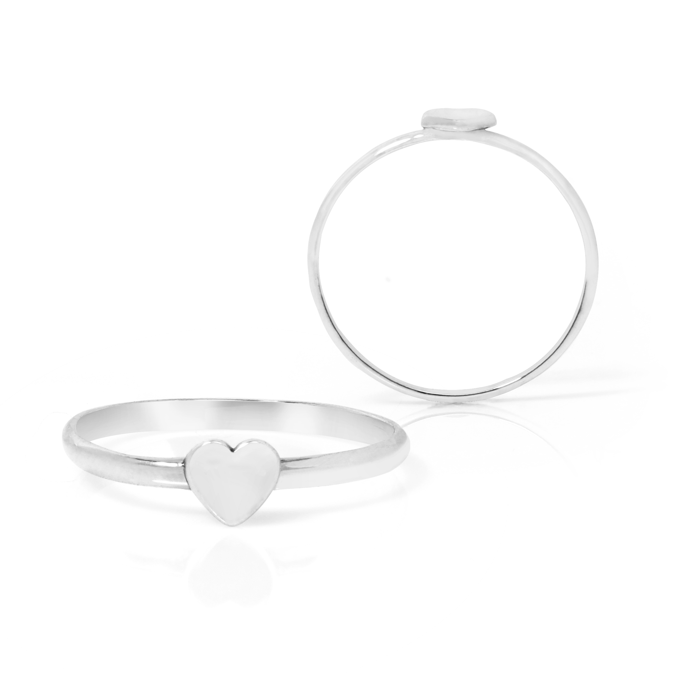 SILVER WHITE HEART STACKING RING