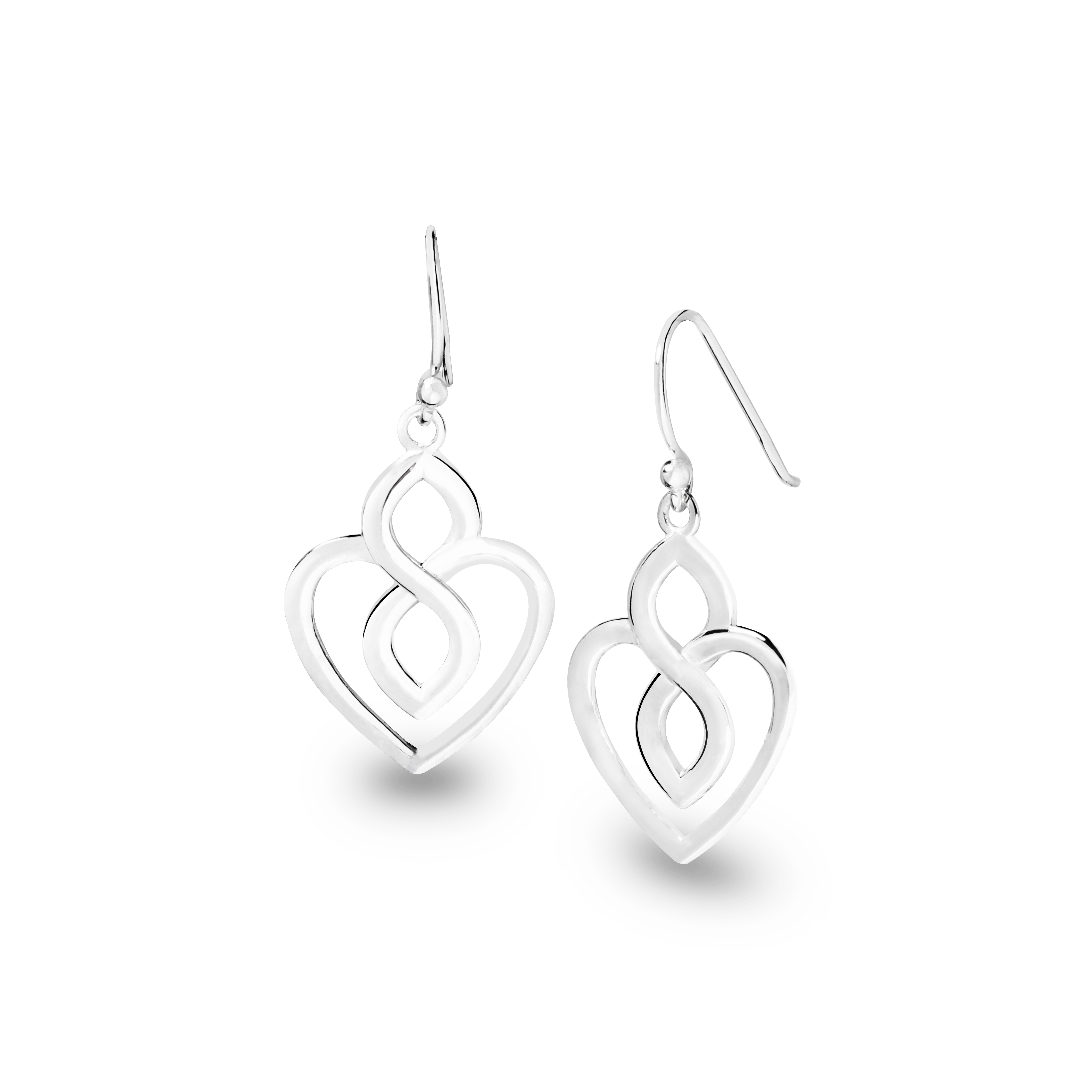 Sterling Silver Heart Cutout Drop Earrings